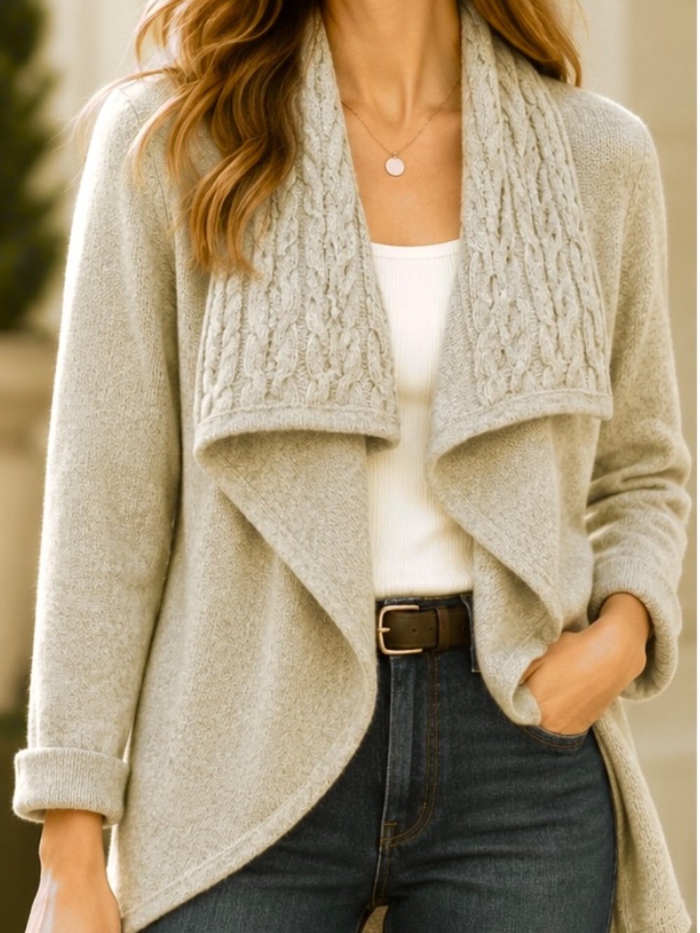 BOSS 100% Wool Open Front Cardigan Sweater Size Small